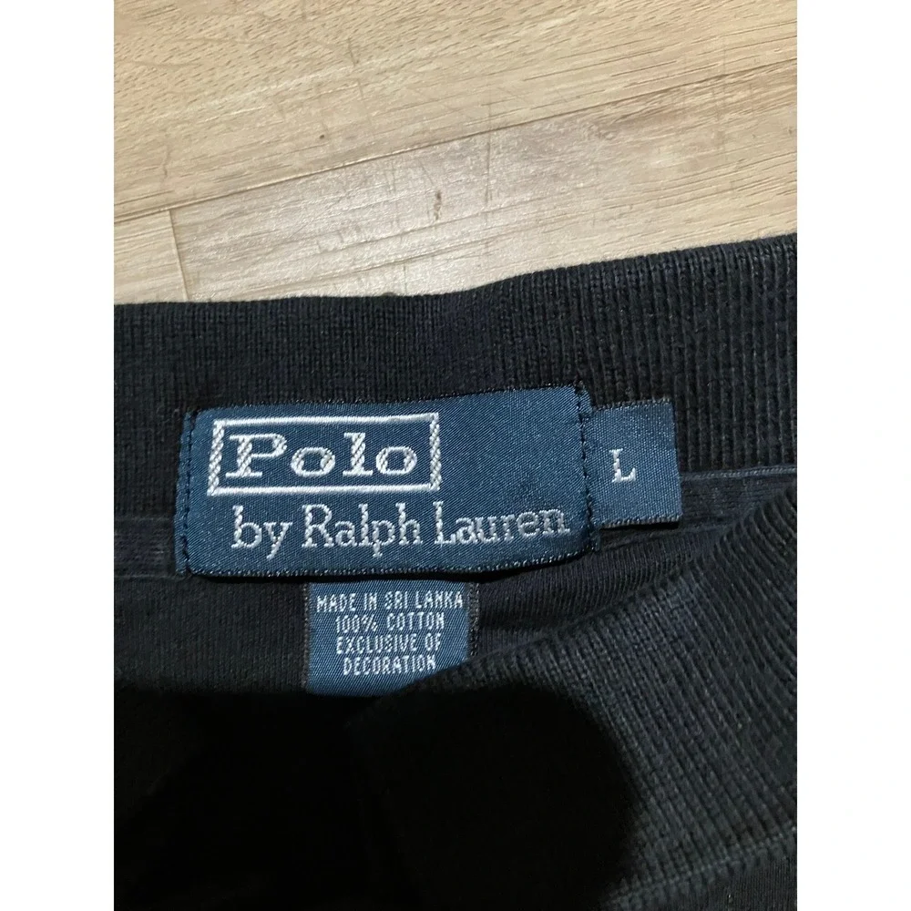 Polo Ralph Lauren Mens Large Black Short Sleeve 100% Cotton Pique Polo Shirt
